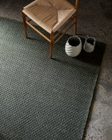 Armadillo Sherpa Rug in Kelp, detail of the wool and viscose blend weave and texture