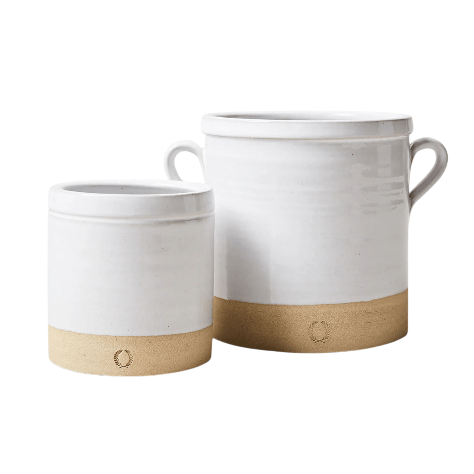 Farmhouse Pottery Silo Crocks in small and medium stoneware sizes