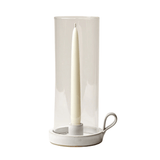 Farmhouse Pottery Silo Taper Hurricane glass candleholder with taper candle
