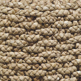 Close-up of the Calimia Home Spa Round Drum showing the intricate texture of hand-braided natural split seagrass.