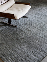 Armadillo Staccato Rug in Nightfall, detail of the silk, linen, and cotton weave and texture
