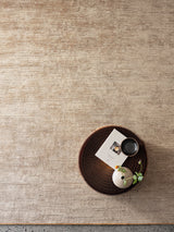 Armadillo Staccato Rug in Latte, a second view of the hand-knotted silk and linen rug in a styled interior