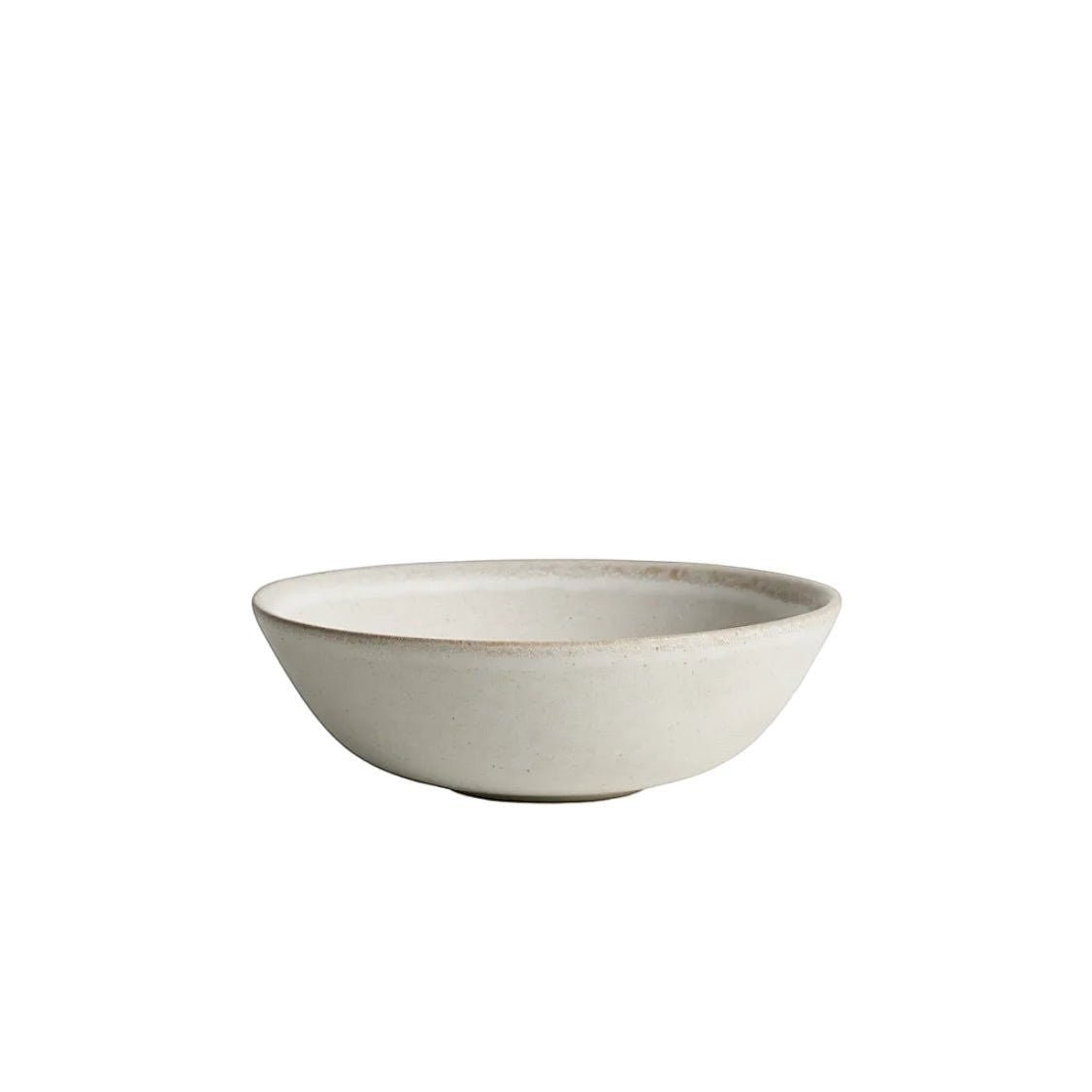 Glazed stoneware small bowl in oat, front product view