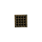Overhead view of the large brass lattice showing sixteen round wells and raised square studs