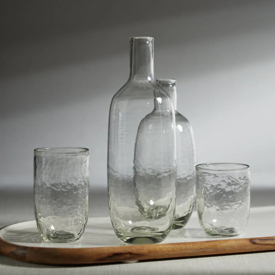 Tabou hammered highball glass, side view showing texture detail