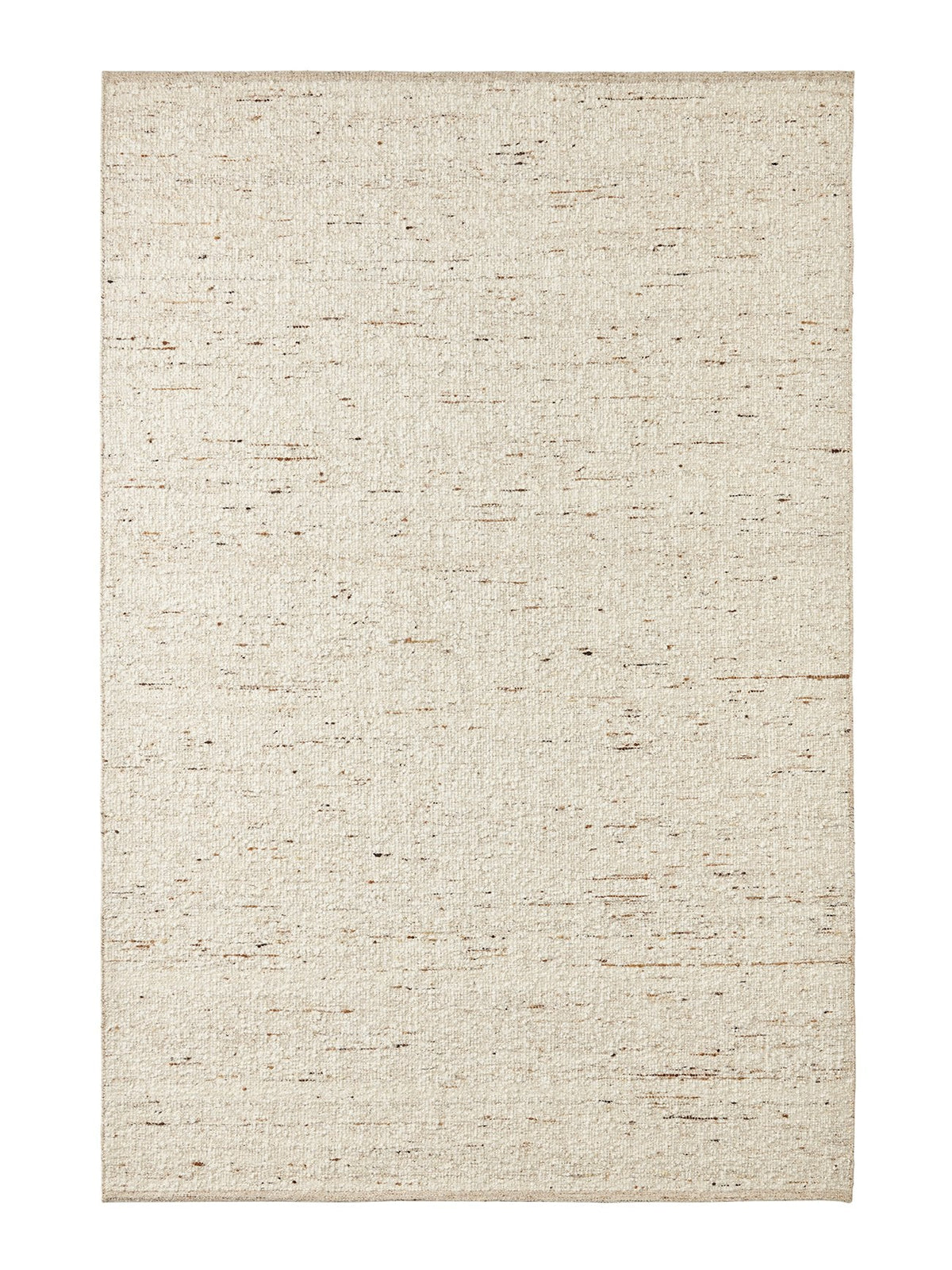 Armadillo Tempest Rug in Tundra, overhead view of the handcrafted undyed new zealand wool weave and edge finish