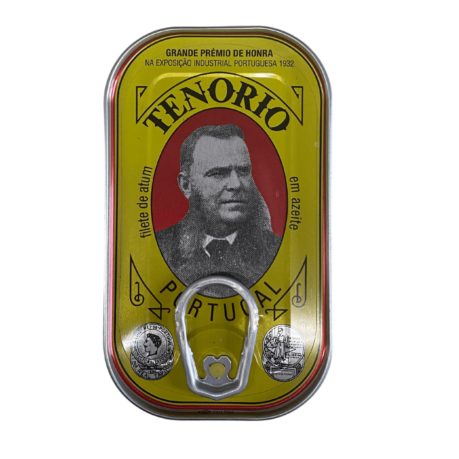 Back label of Tenorio tuna in olive oil tin, Azores Portugal