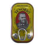 Back label of Tenorio tuna in olive oil tin, Azores Portugal