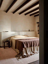 Armadillo Thatch Rug in Pink Salt, hand-knotted wool rug shown in a room setting
