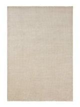Armadillo Thatch Rug in Dew, overhead view of the hand-knotted wool weave and edge finish