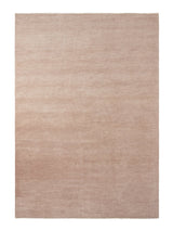 Armadillo Thatch Rug in Pink Salt, overhead view of the hand-knotted wool weave and edge finish