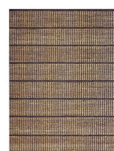 Armadillo Trellis Rug in Natural & Bison, corner close-up of the wool and jute pile and edge