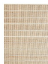 Armadillo Trellis Rug in Natural & White, corner close-up of the wool and jute pile and edge