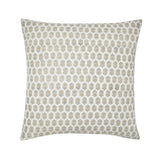 Calimia Home Tulsi pillow in natural linen with a white hand-block-printed floral motif and feather down insert.