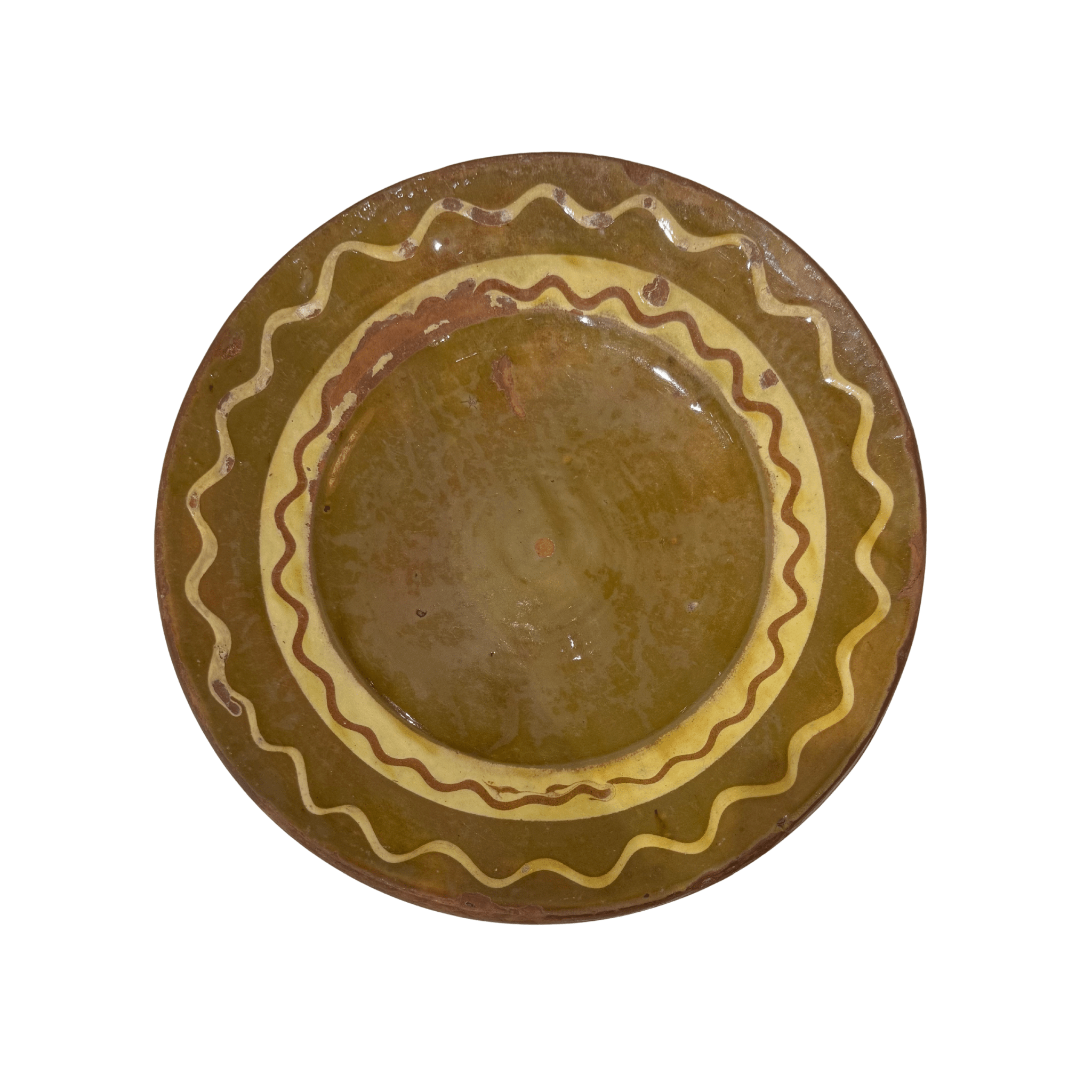 Vintage Ceramic Platter - Yellow Lines