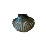 Calimia Home decorative ceramic scallop shell trinket dish in a glossy earth-toned glaze with ribbed detailing.