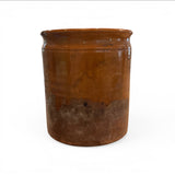 Calimia Home medium vintage Swedish crock with a rustic brown glazed finish and weathered clay base