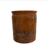 Calimia Home vintage medium stoneware crock with a rustic two-tone brown glazed finish and farmhouse aesthetic.