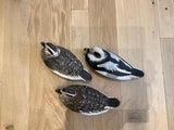 Vintage carved wood decoy ducks — hand-painted