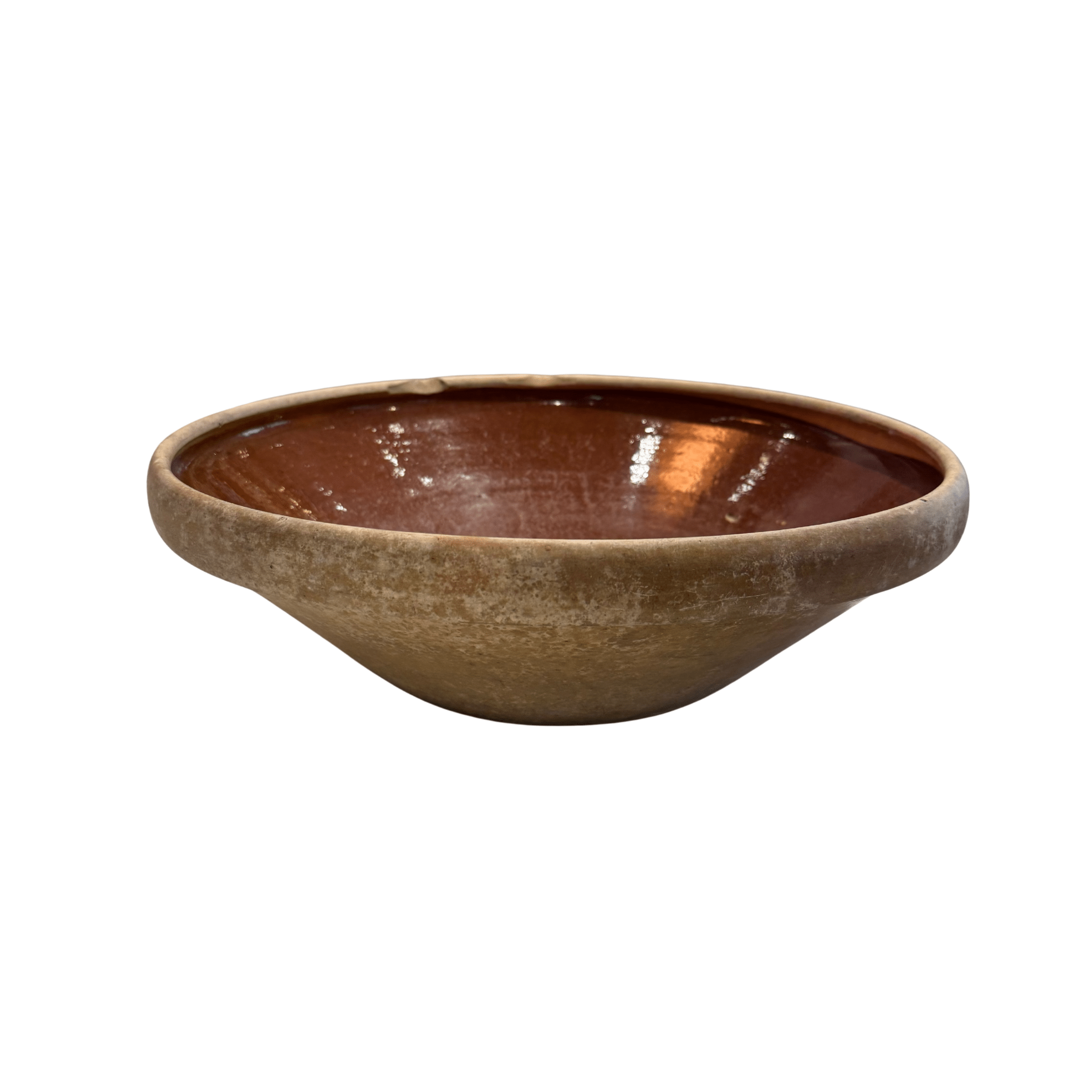 Vintage Hand Painted Ceramic Bowl - Brick Red