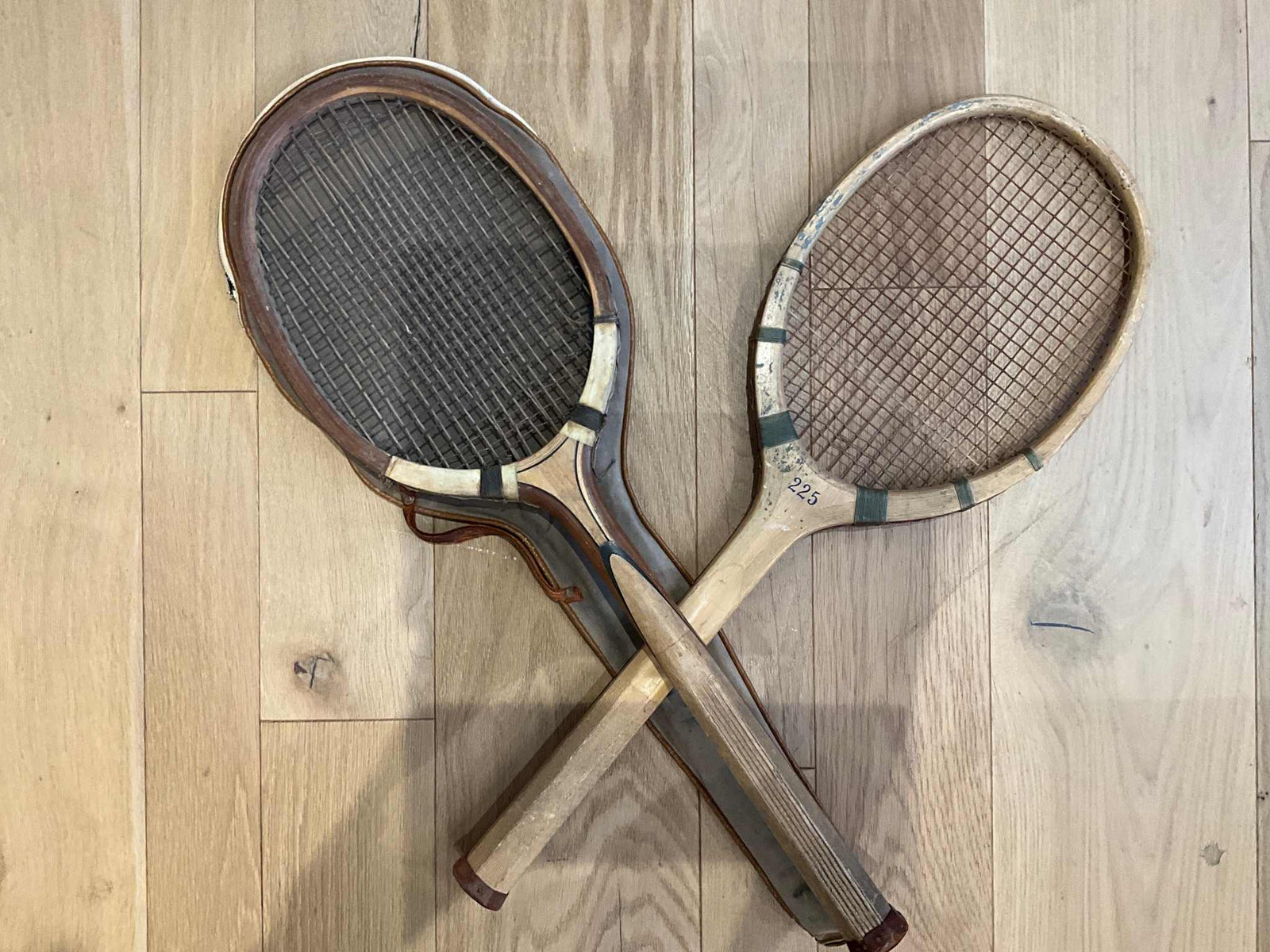 Vintage wooden tennis racket — collectible decor piece