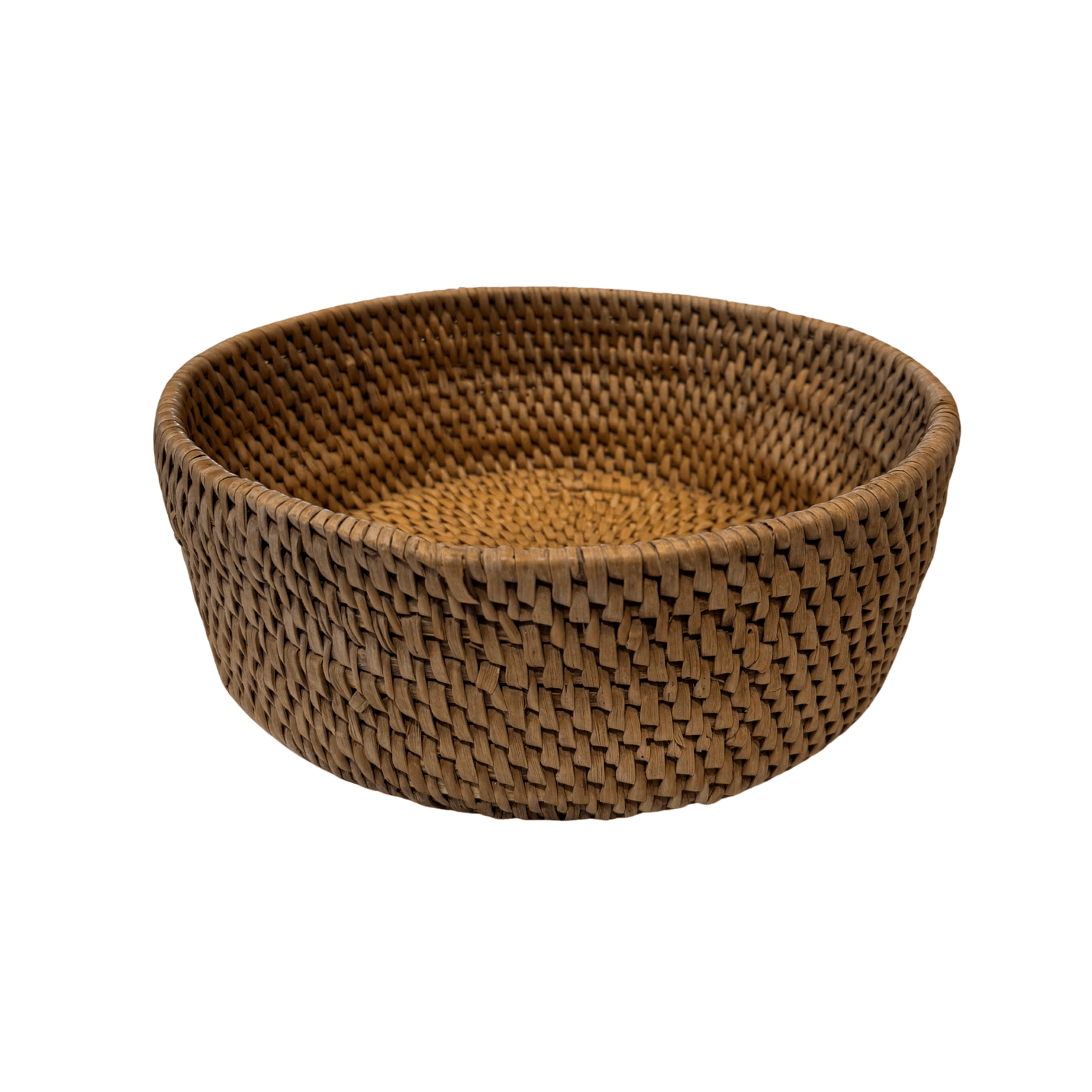 Vintage woven rattan basket large — natural tone, white background