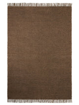 Armadillo Willow Rug in Cumin, overhead view of the handwoven flatweave weave and edge finish