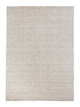 Armadillo Winnow Rug in Alabaster, overhead view of the handwoven wool flatweave weave and edge finish