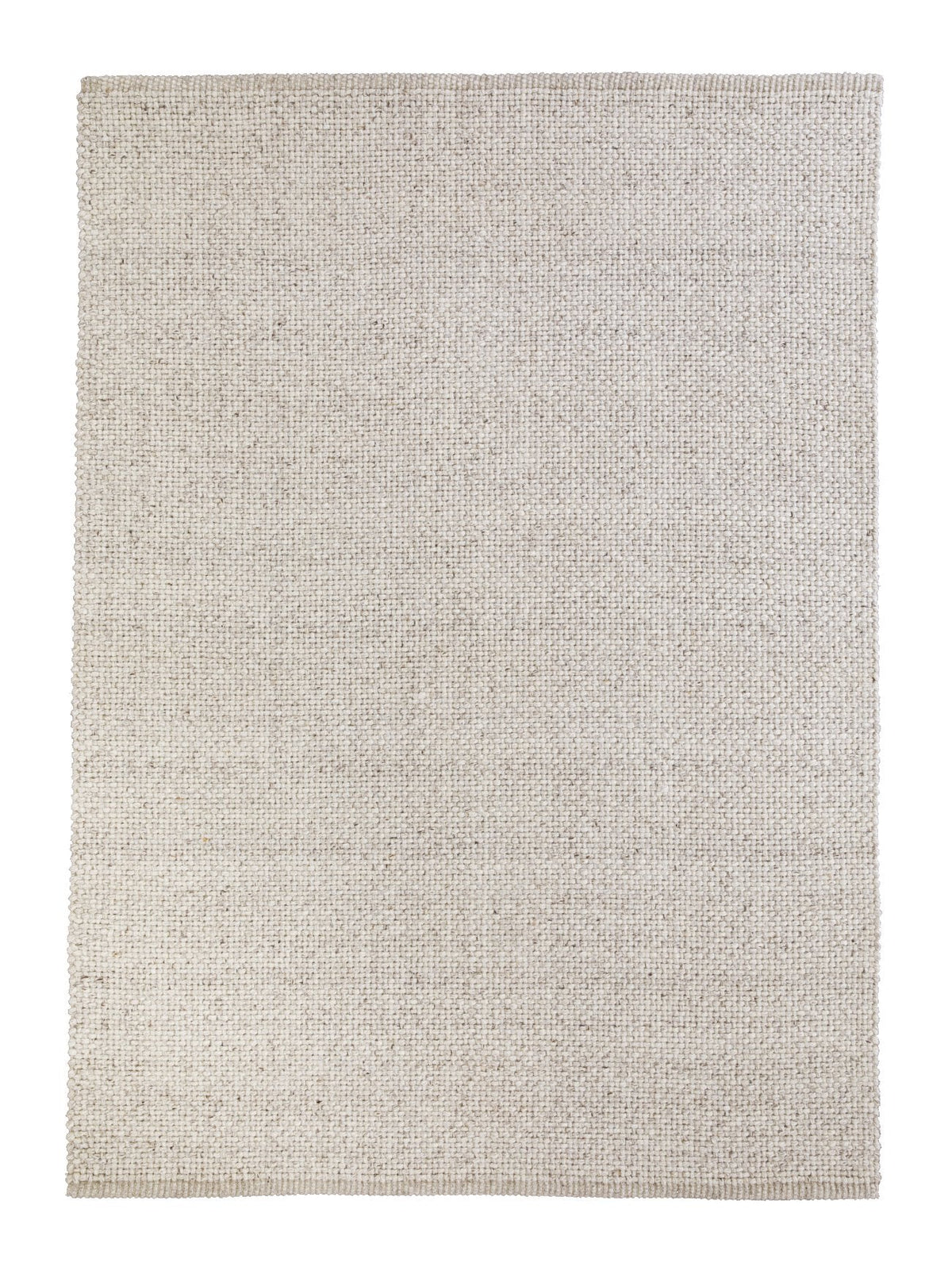 Armadillo Winnow Rug in Alabaster, overhead view of the handwoven wool flatweave weave and edge finish