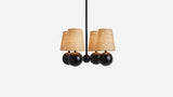 Workstead Bole Pendant IV with Natural Burlap shade, illuminated