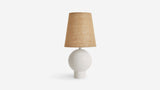 Workstead Bole Table Lamp in Matte White Enamel with Natural Burlap shade