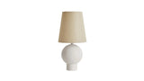 Workstead Bole Table Lamp in Matte White Enamel with Natural Linen shade