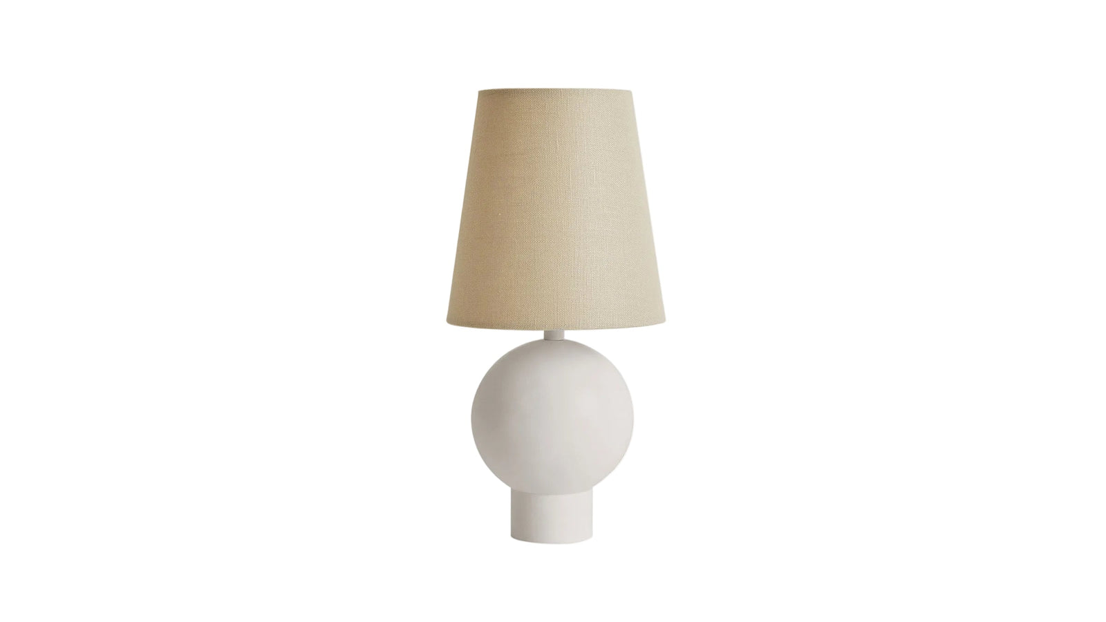 Workstead Bole Table Lamp in Matte White Enamel with Natural Linen shade