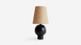 Workstead Bole Table Lamp in Matte Black Enamel with Natural Burlap shade