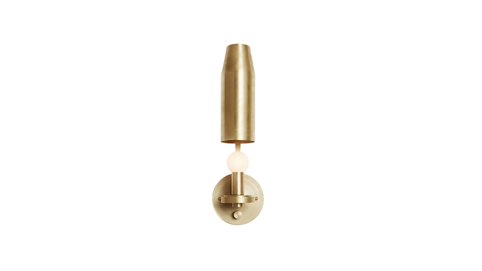 Workstead Chamber Sconce in Hewn Brass, shade open