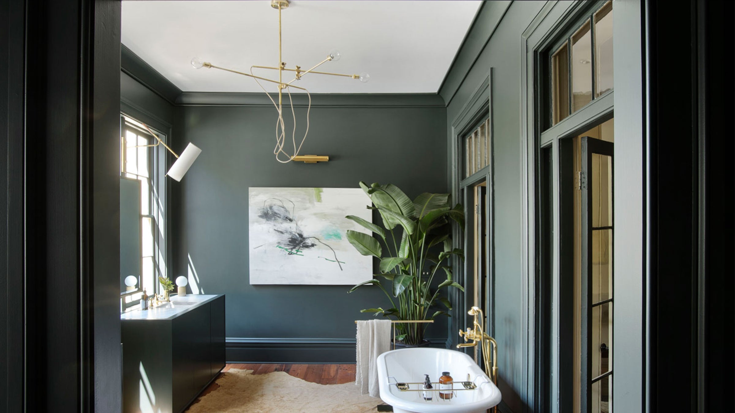 Workstead Industrial Chandelier in Hewn Brass