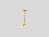 Workstead Industrial Pendant in Hewn Brass, disc angled