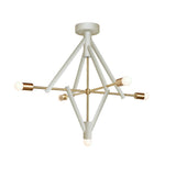 Workstead Lodge Chandelier V in Painted White with Hewn Brass hardware, illuminated