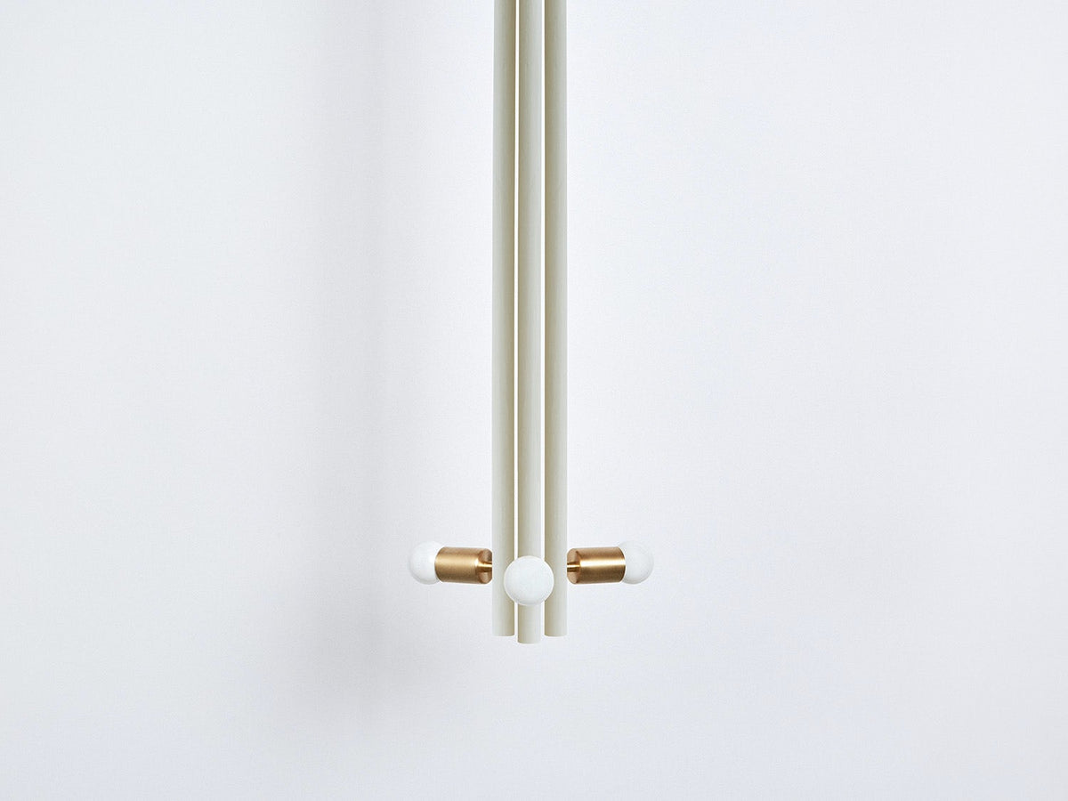 Workstead Lodge Pendant in Painted White with Hewn Brass