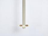 Workstead Lodge Pendant in Painted White with Hewn Brass, illuminated