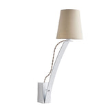 Workstead Needle Sconce in Matte White Enamel with Natural Linen shade