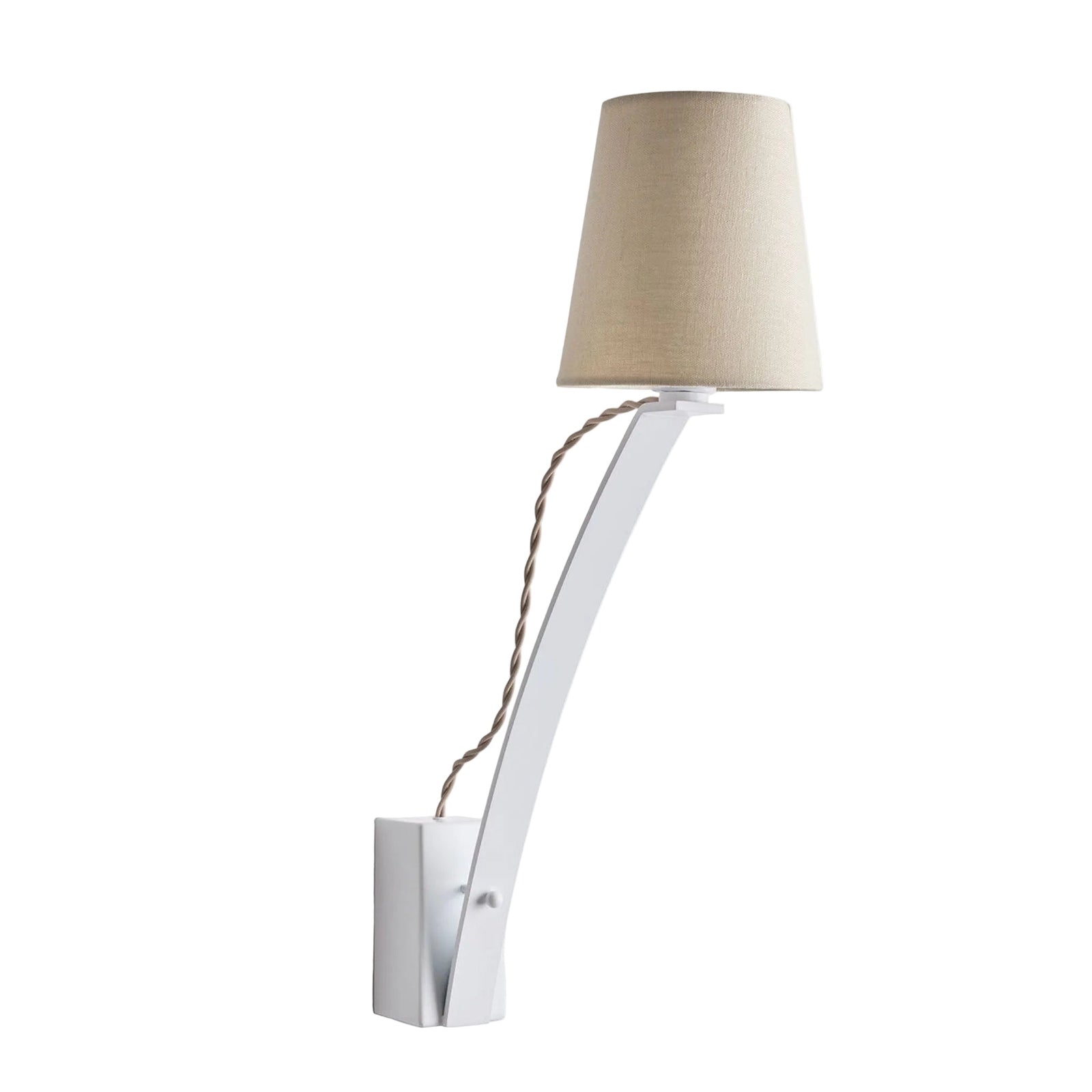 Workstead Needle Sconce in Matte White Enamel with Natural Linen shade