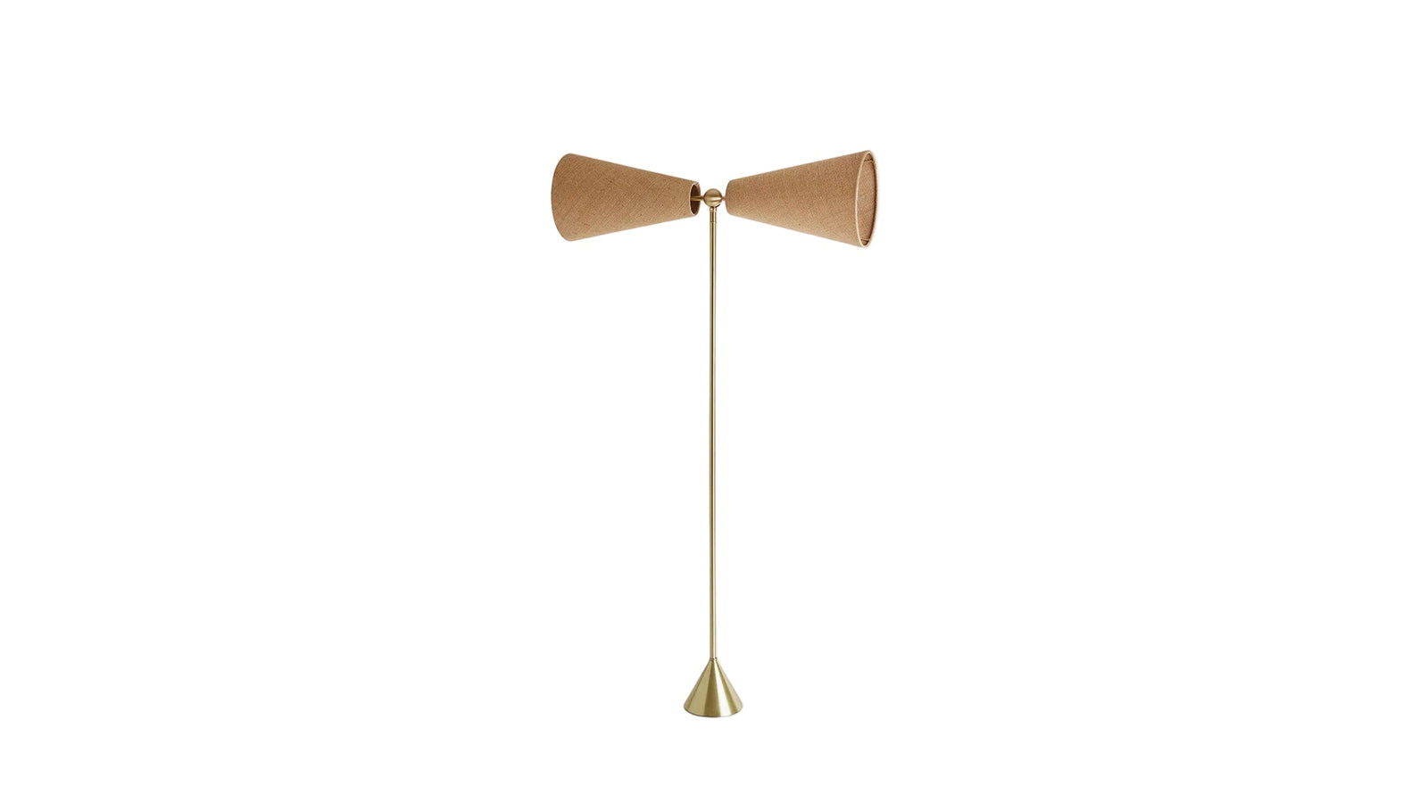 Workstead Pendolo Floor Lamp Medium, Hewn Brass with Natural Burlap shade