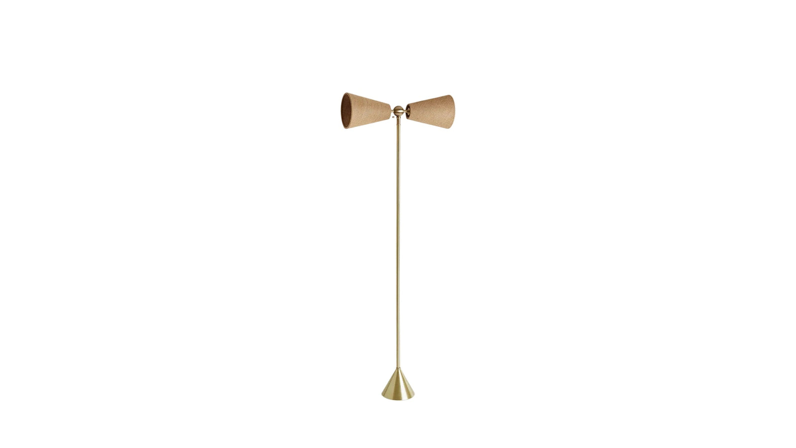 Workstead Pendolo Floor Lamp Small, Hewn Brass with Natural Burlap shade
