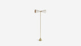Workstead Pendolo Floor Lamp Small, Hewn Brass with Natural Linen shade