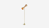 Workstead Pendolo Floor Lamp Small, Natural Burlap shade illuminated