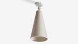 Workstead Pendolo Flush Mount Large, Brushed Nickel with Natural Linen shade