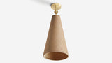 Workstead Pendolo Flush Mount Large, Hewn Brass with Natural Burlap shade