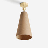 Workstead Pendolo Flush Mount Medium, Hewn Brass with Natural Burlap shade