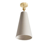 Workstead Pendolo Flush Mount Medium, Hewn Brass with Natural Linen shade